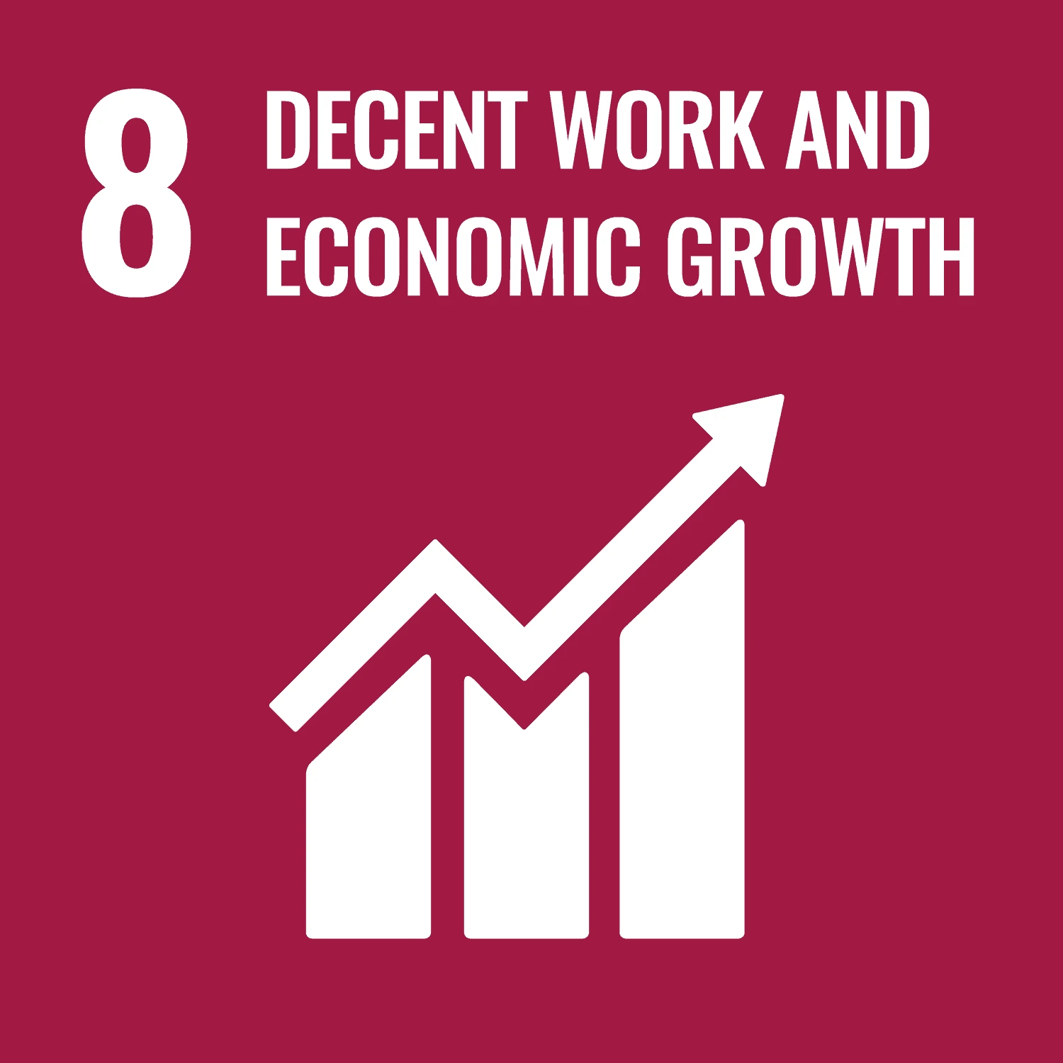 Icon of UN Sustainable Development Goal 8 – Decent Work and Economic Growth.