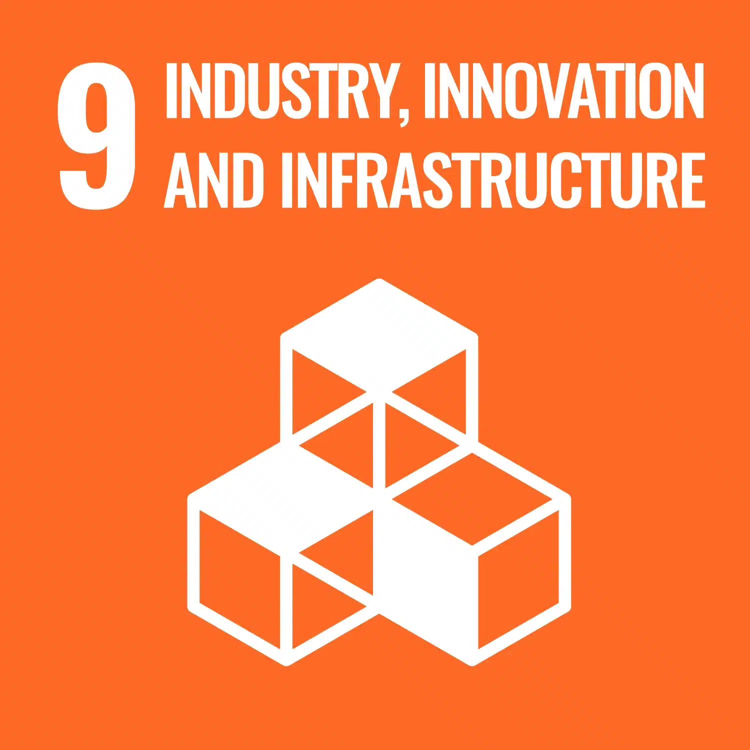 Icon of UN Sustainable Development Goal 9 – Industry, Innovation and Infrastructure.