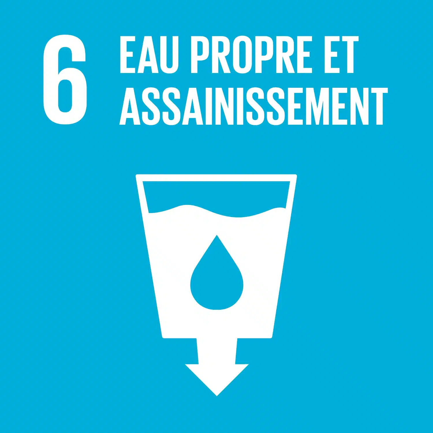 Illustration de l’ODD 6 “Eau propre et assainissement” représentant la préservation de l’eau. Be Energy agit pour cet objectif en régénérant les batteries afin de limiter les rejets toxiques et la contamination des sols et nappes phréatiques.