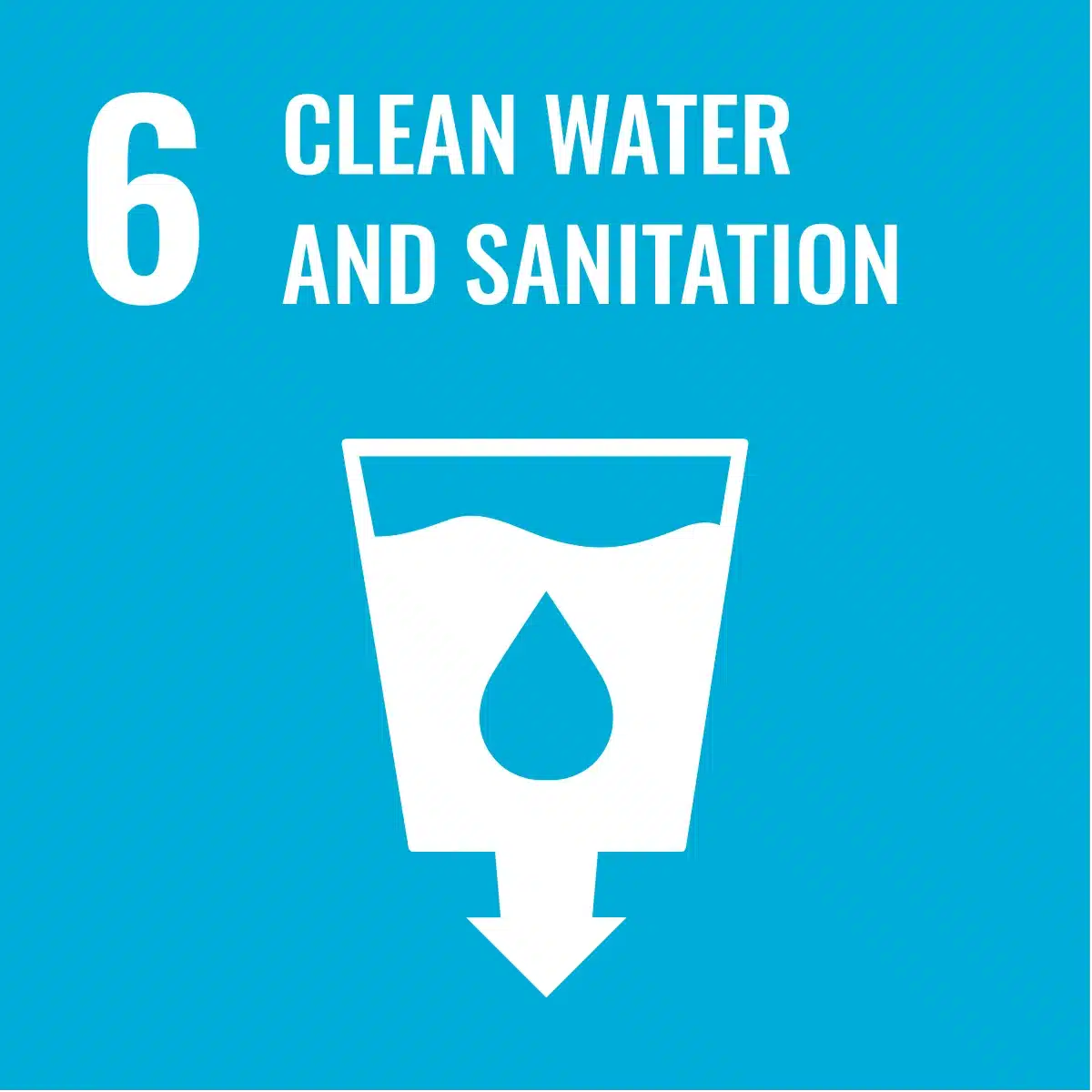 Illustration of SDG 6 “Clean Water and Sanitation” representing water conservation. Be Energy is working towards this goal by regenerating batteries in order to limit toxic waste and contamination of soil and groundwater.